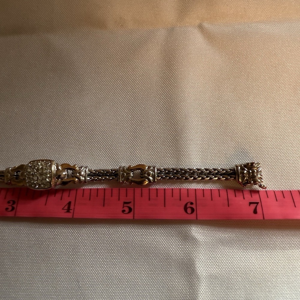 John Mederios Two Tone 2 Strand Locking Bracelet Rhodium Silver And Gold Plated - Picture 12 of 12